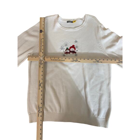 Cabela's Women's Knit Sweater 2XL/2TG White Snowmen Holiday Winter - Picture 3 of 7